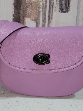 Lavender Coach Willow Pebbled Leather Crossbody Bag
